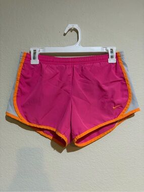 Nike Dri-FIT Girls Medium Running Shorts Pink Orange Gray Athletic